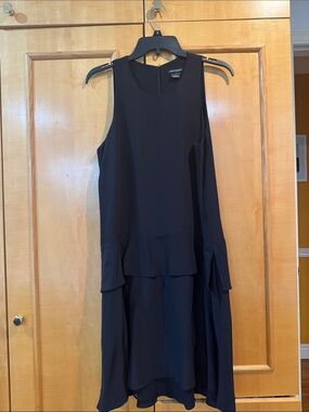 Sleeveless Black Layered Midi Dress Club Monaco 100%silk